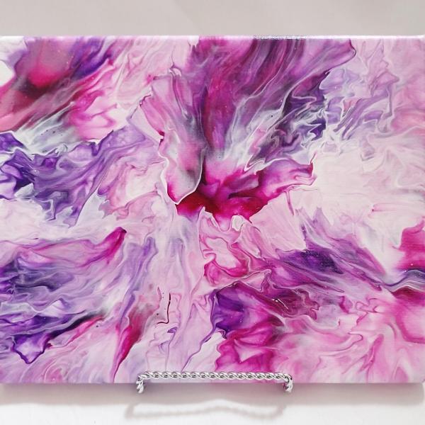 Pink and Purple Abstract Original Acrylic Pour Painting, 8" x 10", Fluid Art Painting