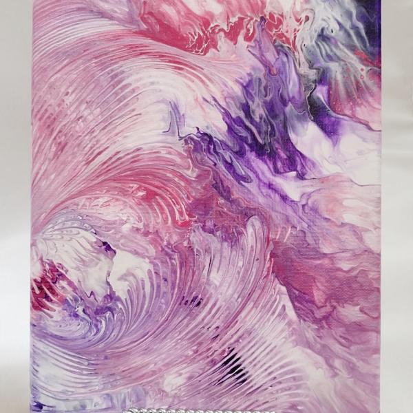 Pink Swirl Abstract Original Acrylic Pour Painting, 8" x 10", Fluid Art Painting