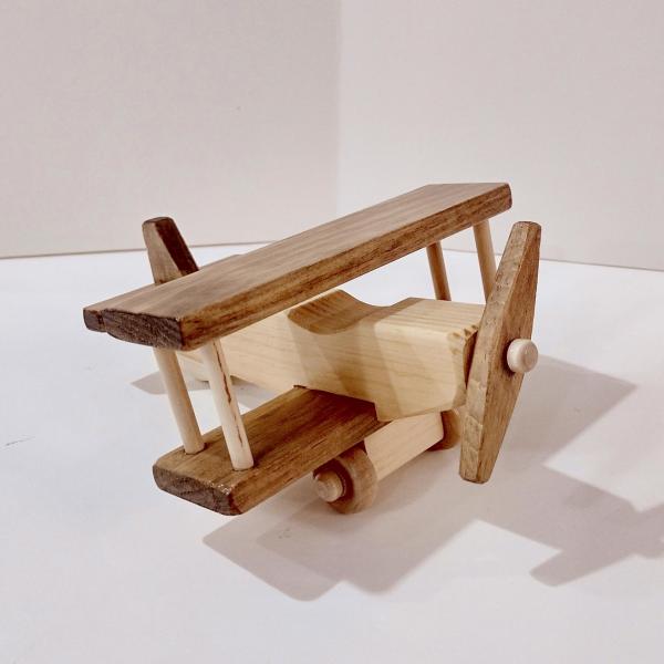 Vintage Wooden Airplane Rolling Child's Push Toy, Clip Clop Lapps Toys Handcrafted Amish Toy