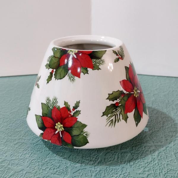 Christmas Poinsettia Flowers Jar Candle Shade Topper, Holiday Yankee Candle Jar Topper