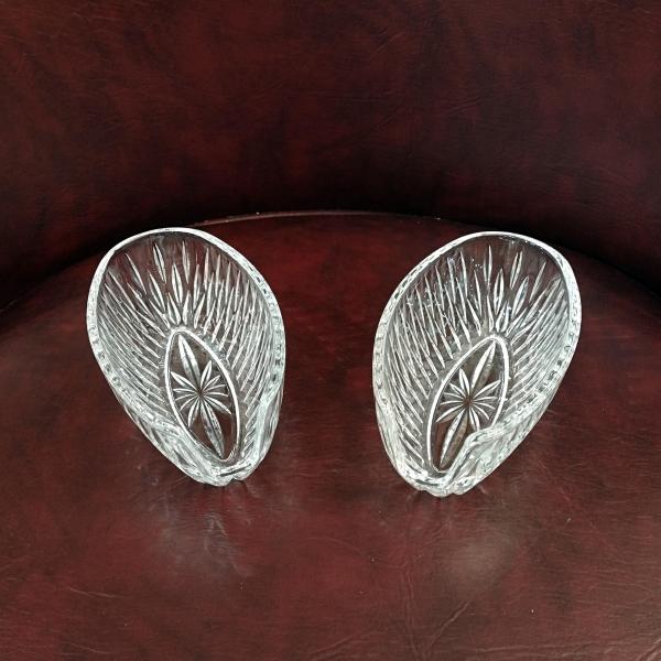 Vintage Princess House Royal Highlights Crystal Silverware Holders, Set of Two, Buffet Silverware Serving