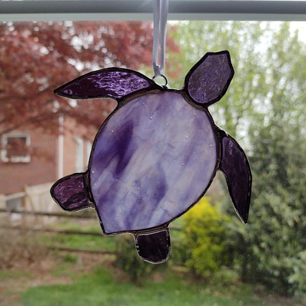 Stained Glass Sea Turtle Suncatcher, Purple Youghiogheny