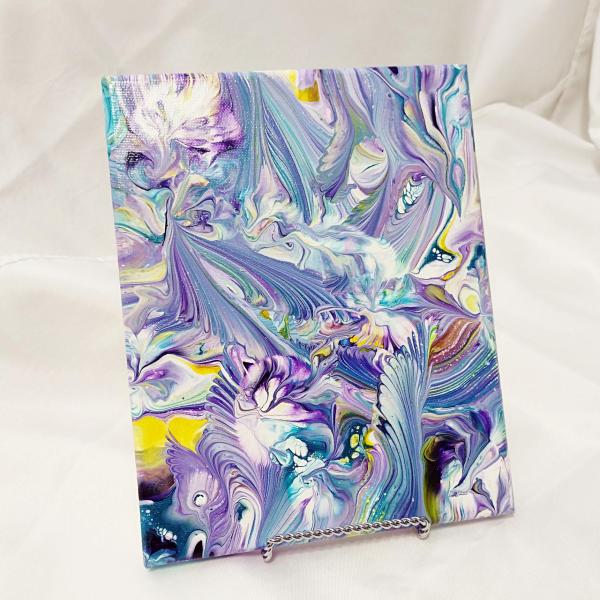 Purple Swirl Abstract Original Acrylic Pour Painting, 8" x 10", Fluid Art Painting
