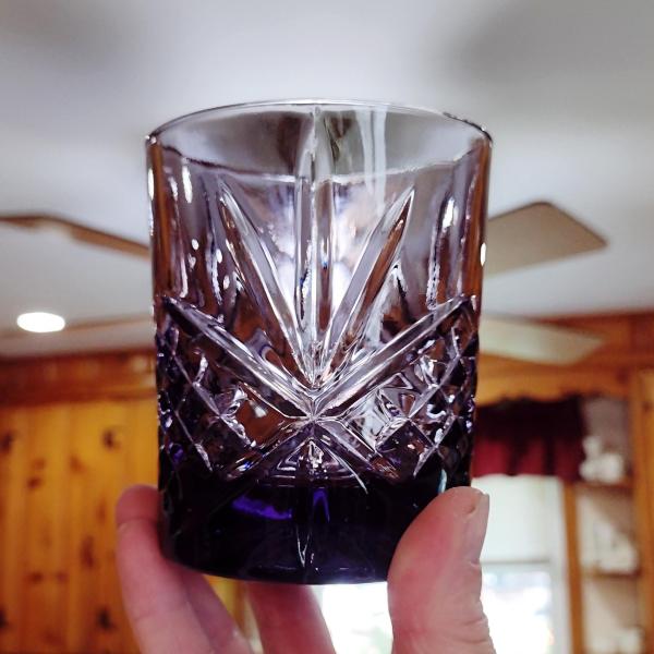 Godinger Dublin Amethyst Purple Lowball Whiskey Rocks Glasses, Set of Two