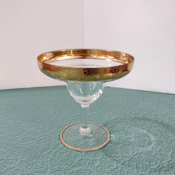 Vintage Glastonbury Lotus Rambler Rose 35 Gold Rimmed Footed Cocktail Glass