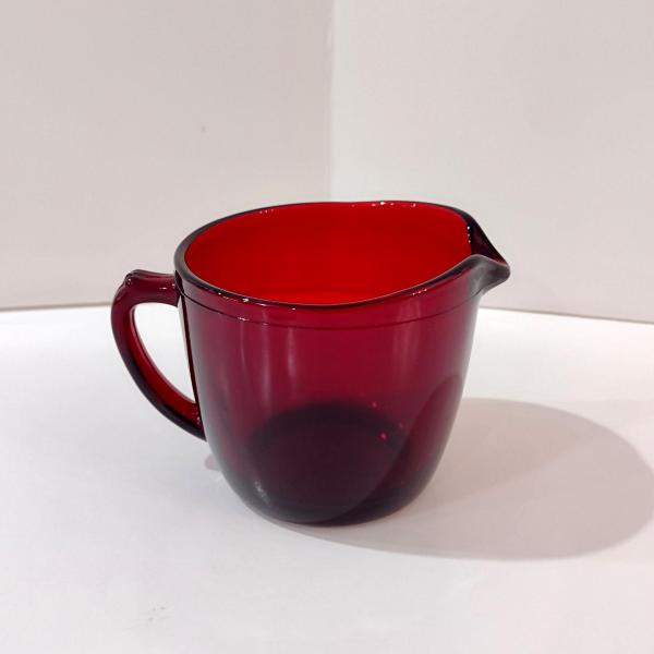 Vintage Ruby Red Glass Creamer Pitcher