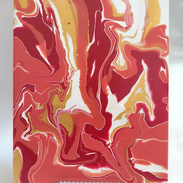 Glowing Lava Abstract Original Acrylic Pour Painting, 8" x 10", Fluid Art Painting