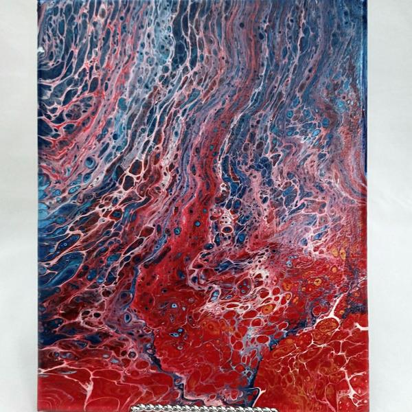 Red and Blue Original Acrylic Abstract Painting, 8" x 10" on Canvas