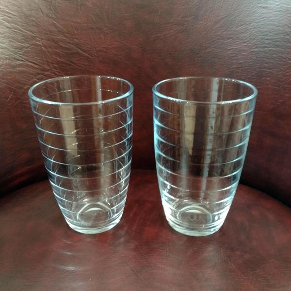 Vintage Ribbed 16 Ounce Drinking Glasses Tumblers, Set of Two, Beer Pint Glasses