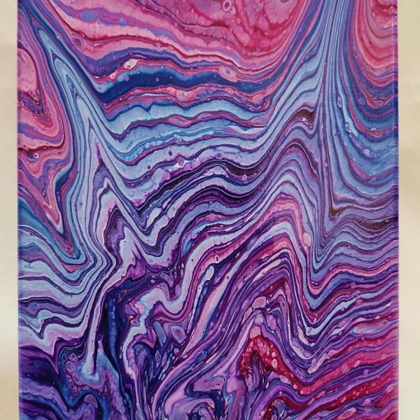 Purple, Pink, and Blue Swirled Original Acrylic Abstract Painting, 8" x 10" on Canvas