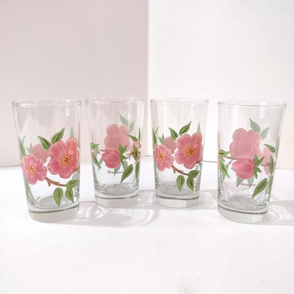 Vintage Franciscan Desert Rose 8 Ounce Juice Glasses, Set of Four