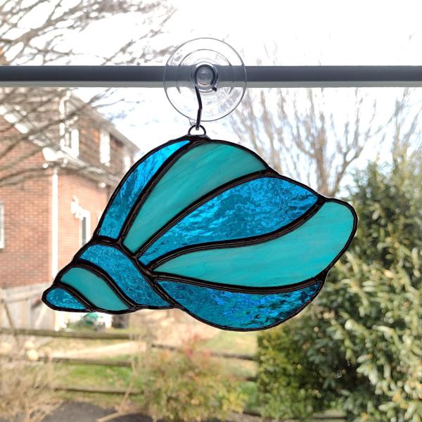 Sea Shell Stained Glass Suncatcher, Blue