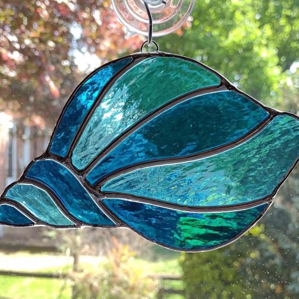 Sea Shell Stained Glass Suncatcher, Blue