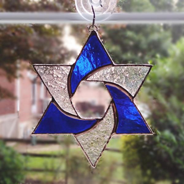 Star of David Stained Glass Suncatcher, Custom Colors Available