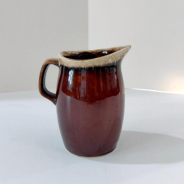Vintage Hull Pottery Creamer, Brown Drip Glazed Ceramic Creamer