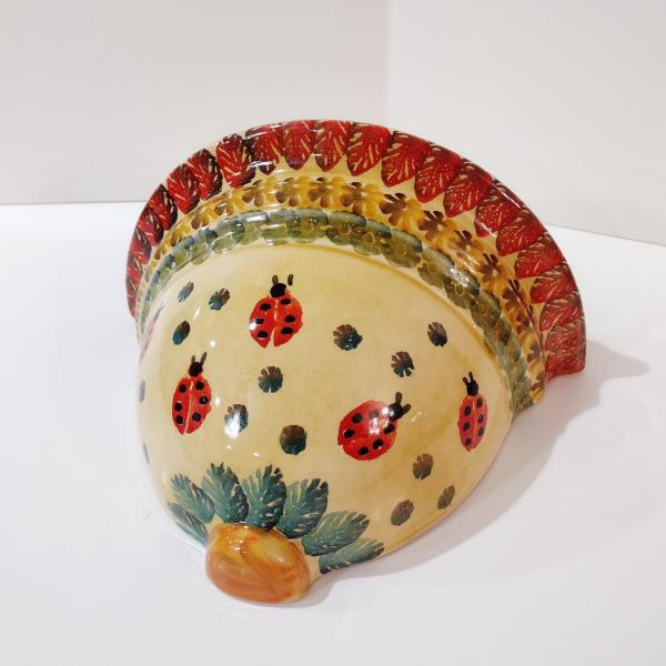 Vintage Tuscan Ceramic Wall Shelf Sconce with Lady Bug Floral Design