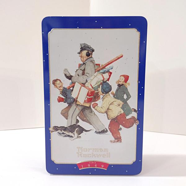 Vintage 1996 Norman Rockwell Snickers Christmas Holiday Tin, Snickers Candy Collectible Tin Storage Container