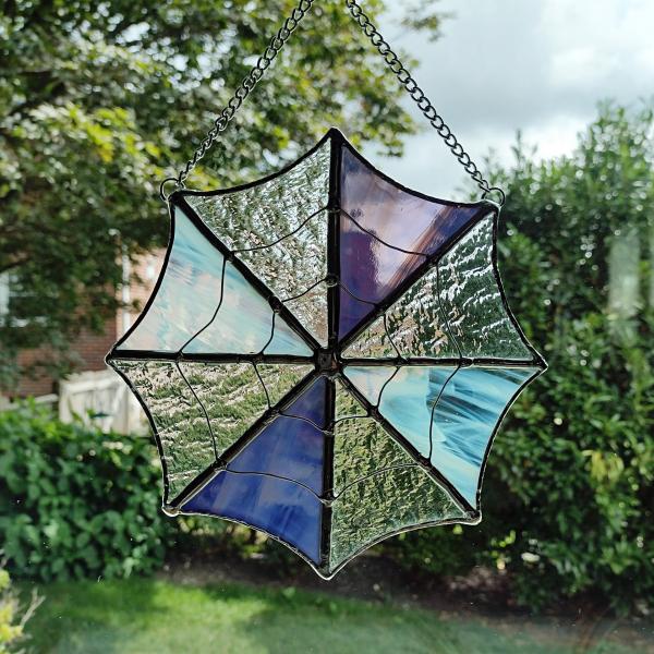 Stained Glass Spiderweb Suncatcher, Halloween Decoration