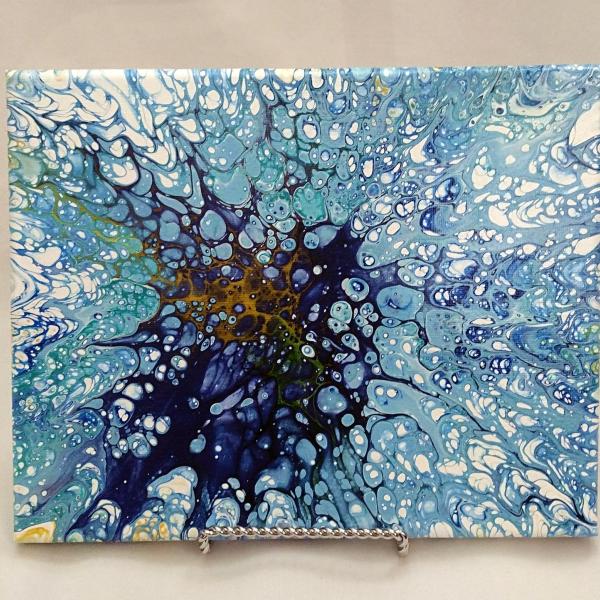 Blue Splash Original Acrylic Abstract Painting, 8" x 10" on Canvas