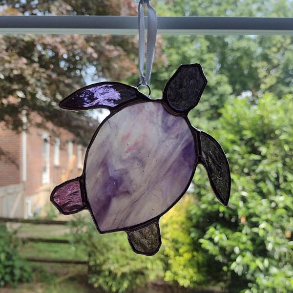 Stained Glass Sea Turtle Suncatcher, Purple Youghiogheny