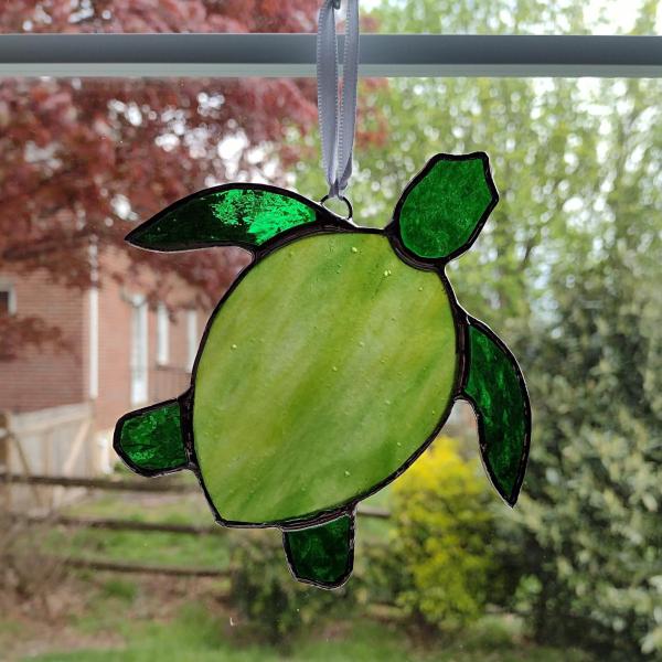 Stained Glass Sea Turtle, Green