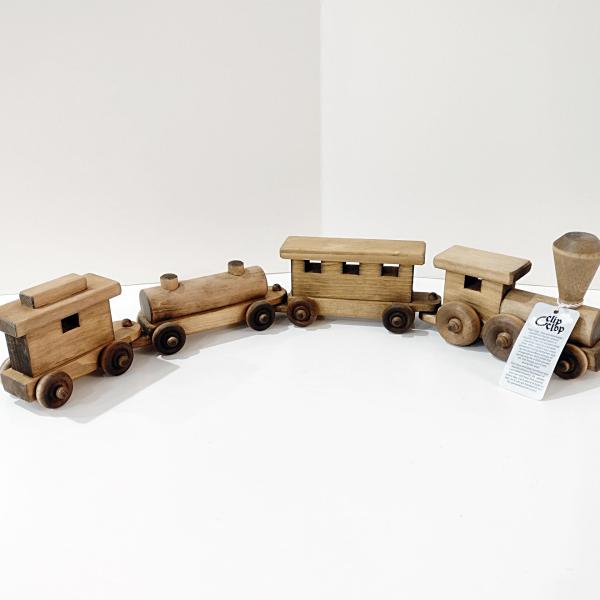 Vintage Wooden Train Rolling Child's Push Toy, Clip Clop Lapps Toys Handcrafted Amish Toy