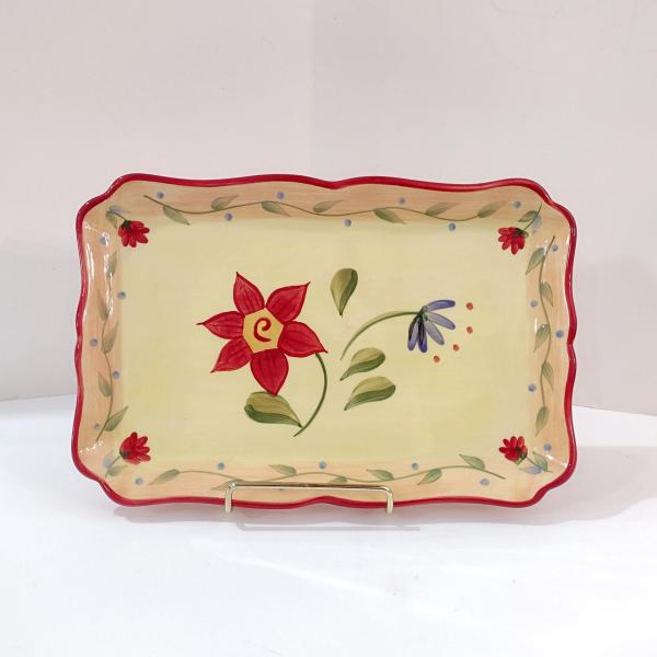 Vintage Pfaltzgraff Napoli Ceramic Tray, Everything Tray, Floral Hand Painted Ceramic Tray