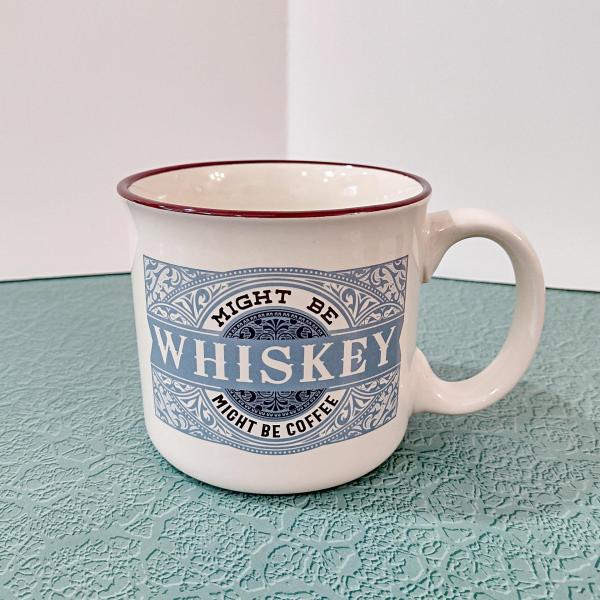 Might be Whiskey Might be Coffee Ceramic Campfire Style Coffee Mug, Oversized 24 Ounce Mug