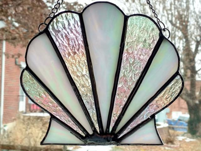 Stained Glass Clam Shell Suncatcher