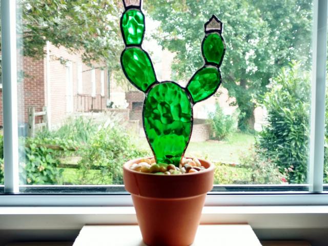 Stained Glass Potted Cactus