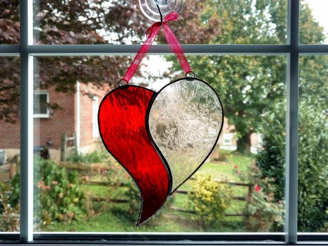 Stained Glass Unity Heart Suncatcher, Custom Colors Available