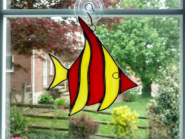 Stained Glass Angel Fish Suncatcher