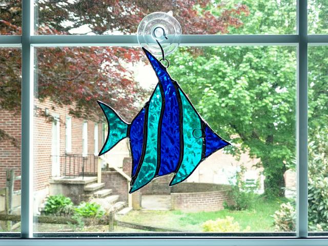 Angel Fish Stained Glass Suncatcher, Custom Colors Available