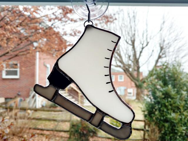 Ice Skate Stained Glass Suncatcher