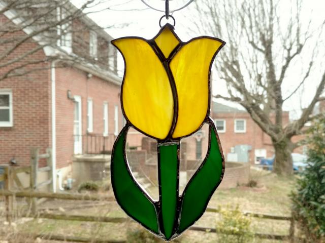 Stained Glass Tulip Suncatcher, Custom Colors Available