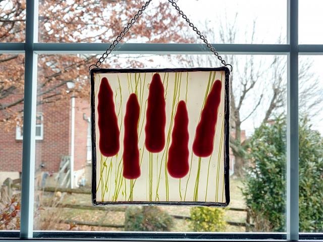 Fused Glass Lavender Flowers Suncatcher