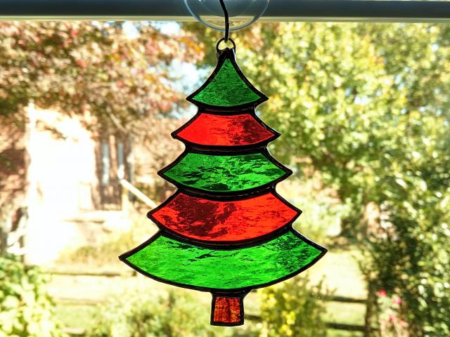 Stained Glass Christmas Tree Suncatcher / Ornament