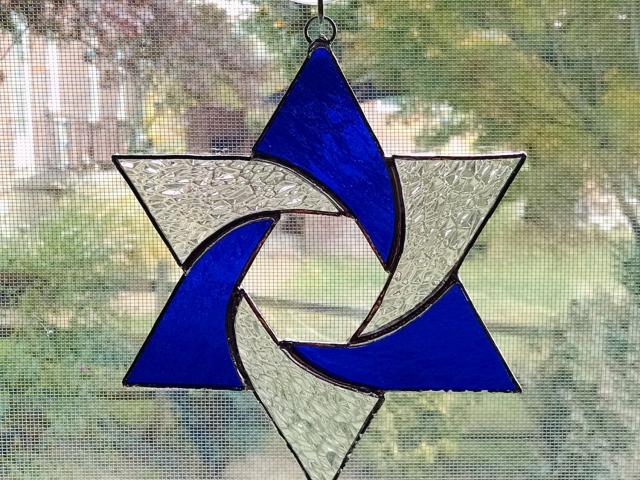 Star of David Stained Glass Suncatcher, Custom Colors Available