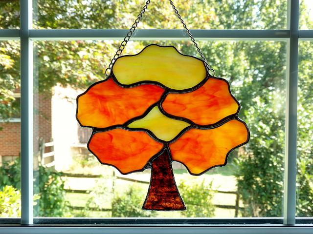 Fall Tree Stained Glass Suncatcher