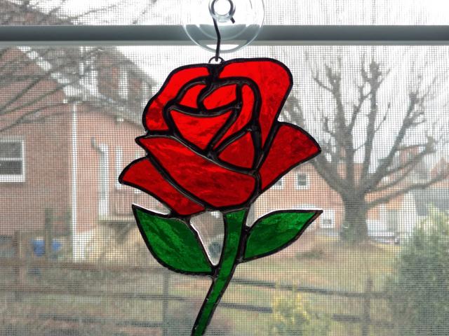 Red Rose Stained Glass Suncatcher