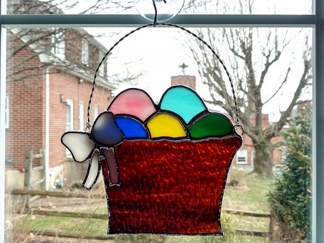 Stained Glass Easter Basket Suncatcher