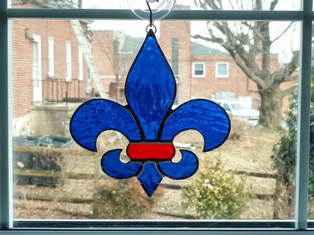 Fleur De Lis Stained Glass Suncatcher, Custom Colors Available