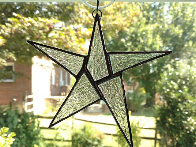 Iridescent Stained Glass Star Suncatcher, Custom Colors Available