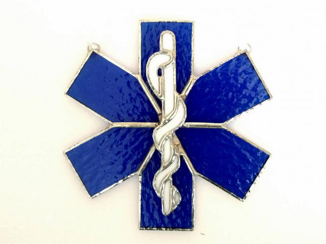 EMS Star of Life Stained Glass Suncatcher
