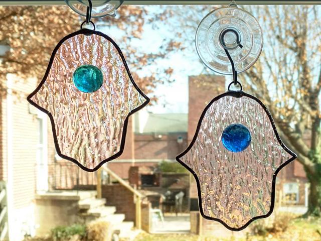 Stained Glass Hamsa Hand Suncatcher / Ornament