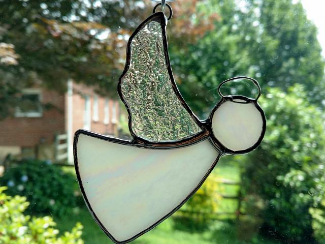 Iridescent Stained Glass Angel Suncatcher / Ornament