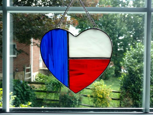 USA Heart Stained Glass Suncatcher