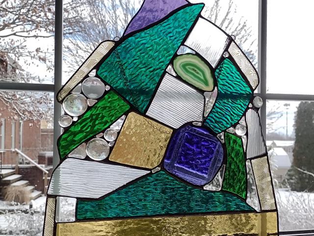 Abstract Geometric Stained Glass Window Panel