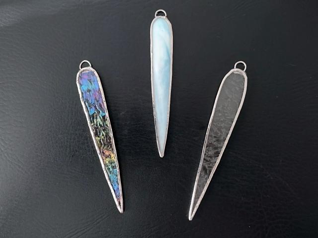 Stained Glass Icicle Christmas Tree Ornaments, Set of Three