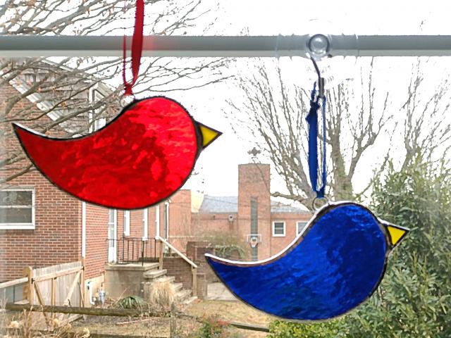 Stained Glass Bird Suncatcher, Custom Colors Available
